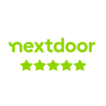 nextdoor logo with five stars rating, representing trusted community feedback for Tiger Locksmith services